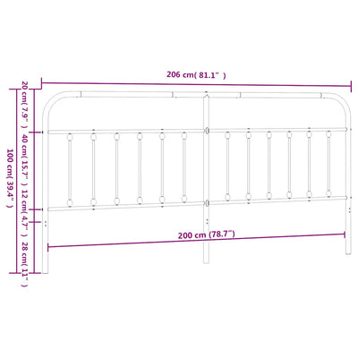 Musta metallinen sängynpääty Mueser 200cm