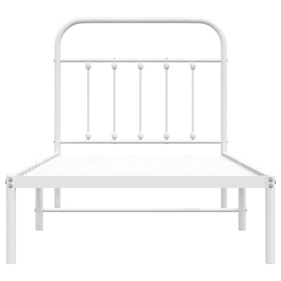 Valkoinen metallinen sängynrunko päädyllä Honorina 90x200cm