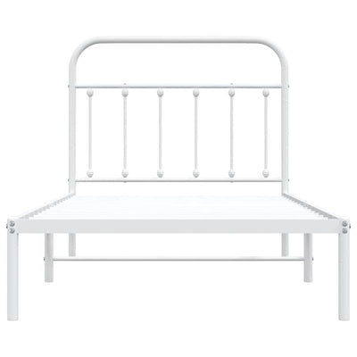 Valkoinen metallinen sängynrunko päädyllä Honorina 100x190cm