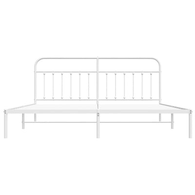 Valkoinen metallinen sängynrunko päädyllä Honorina 200x200cm