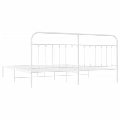 Valkoinen metallinen sängynrunko päädyllä Honorina 200x200cm