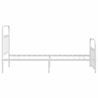 Valkoinen metallinen sängynrunko päädyillä Honorina 100x190cm