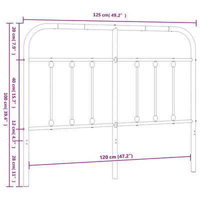 Valkoinen metallinen sängynpääty Mueser 120cm
