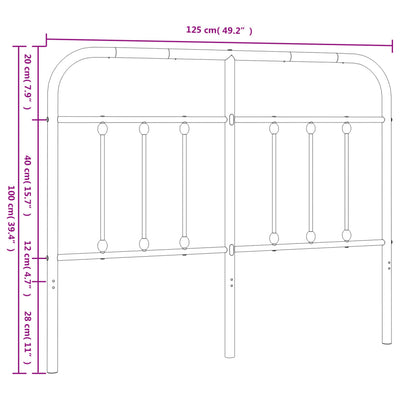Metallinen sängynpääty valkoinen 120 cm