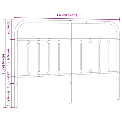 Metallinen sängynpääty valkoinen 135 cm