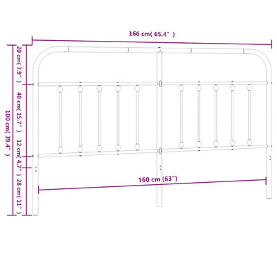 Valkoinen metallinen sängynpääty Mueser 160cm