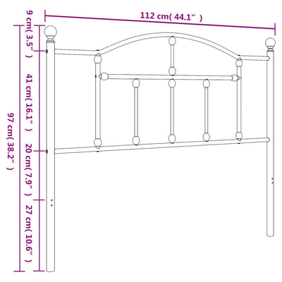 Metallinen sängynpääty musta 107 cm