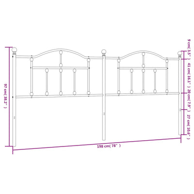 Metallinen sängynpääty musta 193 cm
