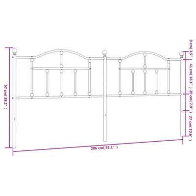 Metallinen sängynpääty musta 200 cm