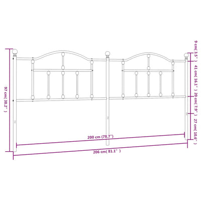 Musta metallinen sängynpääty Imastuhi 200cm