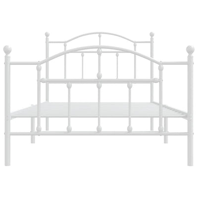 Valkoinen metallinen sängynrunko päädyillä Crezantema 100x190cm