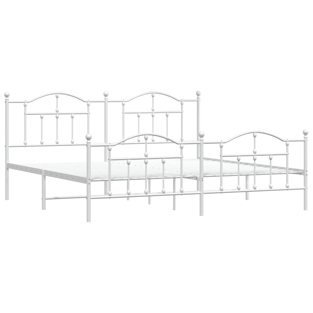 Valkoinen metallinen sängynrunko päädyillä Crezantema 200x200cm