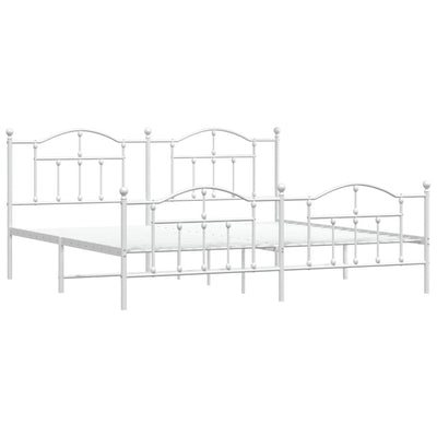 Valkoinen metallinen sängynrunko päädyillä Crezantema 200x200cm