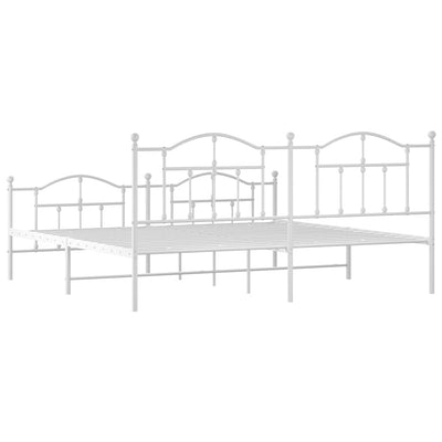 Valkoinen metallinen sängynrunko päädyillä Crezantema 200x200cm