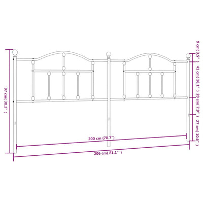 Valkoinen metallinen sängynpääty Imastuhi 200cm