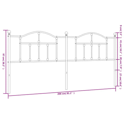 Metallinen sängynpääty valkoinen 200 cm