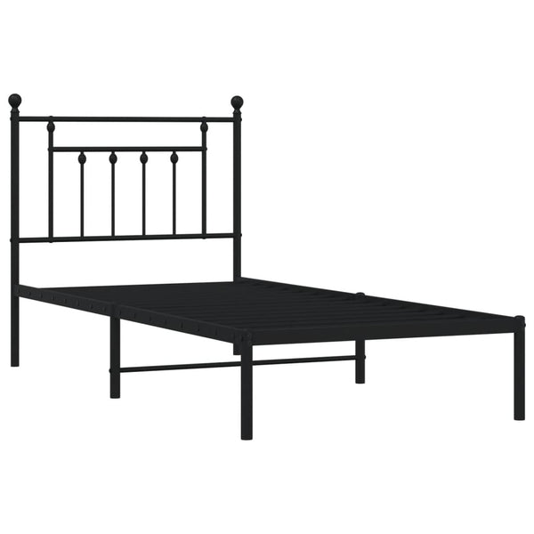Sängynrunko metallia mustalla päädyllä 80x200 cm
