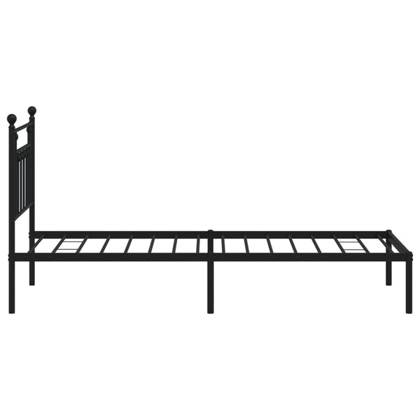 Sängynrunko metallia mustalla päädyllä 80x200 cm