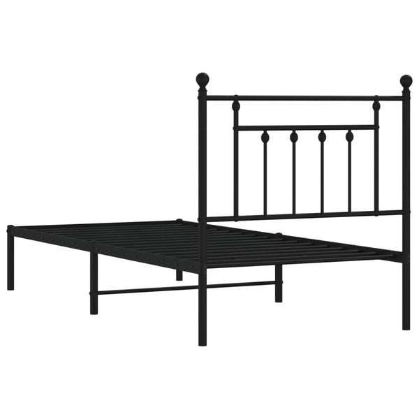 Sängynrunko metallia mustalla päädyllä 80x200 cm