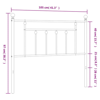 Metallinen sängynpääty musta 100 cm
