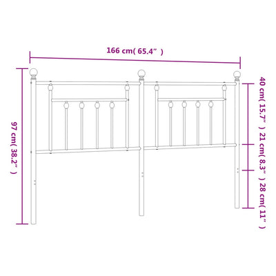 Metallinen sängynpääty musta 160 cm