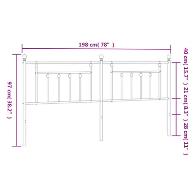 Metallinen sängynpääty musta 193 cm