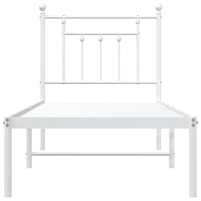 Valkoinen metallinen sängynrunko päädyllä Paisie 75x190cm