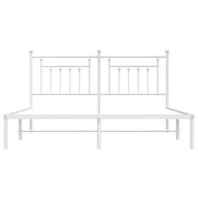 Valkoinen metallinen sängynrunko päädyillä Paisie 180x200cm