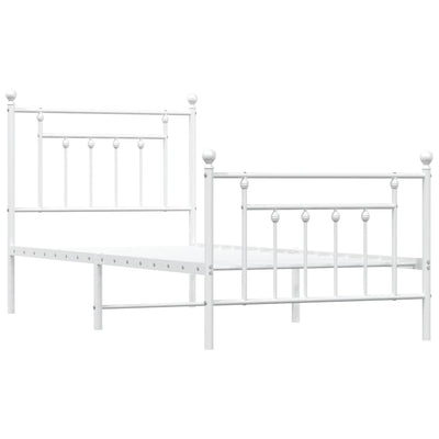 Valkoinen metallinen sängynrunko päädyillä Paisie 90x190cm