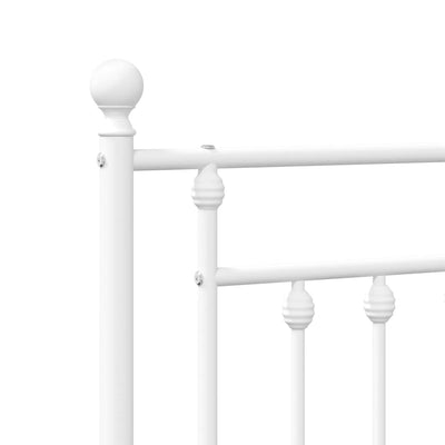 Valkoinen metallinen sängynrunko päädyillä Paisie 90x200cm