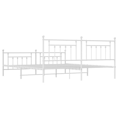 Valkoinen metallinen sängynrunko päädyillä Paisie 200x200cm