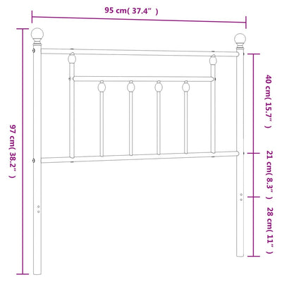 Metallinen sängynpääty valkoinen 90 cm