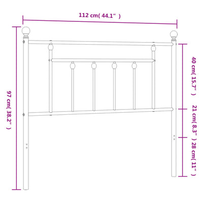 Metallinen sängynpääty valkoinen 107 cm