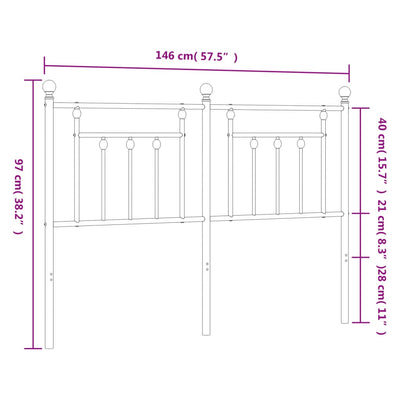 Metallinen sängynpääty valkoinen 140 cm