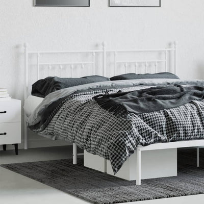 Metallinen sängynpääty valkoinen 160 cm