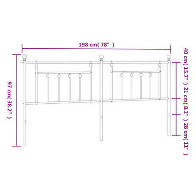 Metallinen sängynpääty valkoinen 193 cm