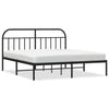 Musta metallinen sängynrunko päädyllä Nedealca 180x200cm