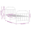 Musta metallinen sängynrunko päädyillä Nedealca 90x200cm