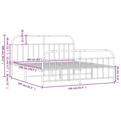 Musta metallisängynrunko ilman patjaa päätylevy Nedealca 160x200cm