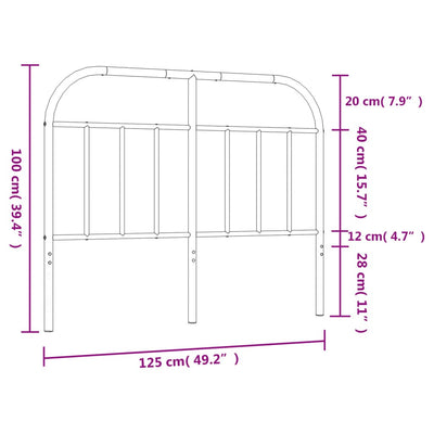 Metallinen sängynpääty musta 120 cm