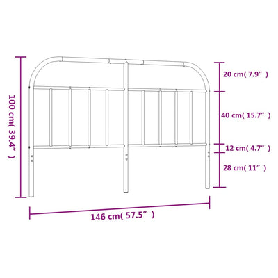 Metallinen sängynpääty musta 140 cm