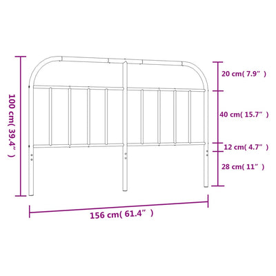Metallinen sängynpääty musta 150 cm