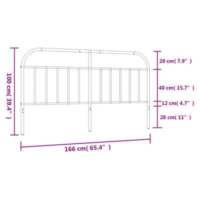 Metallinen sängynpääty musta 160 cm