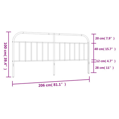 Metallinen sängynpääty musta 200 cm