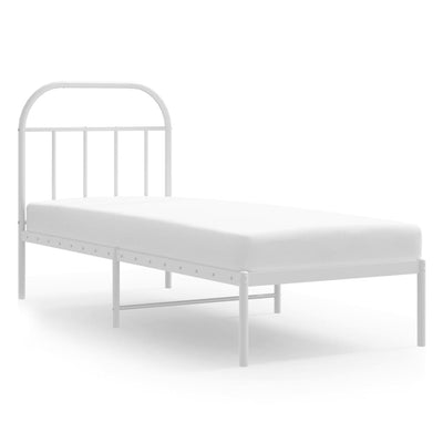 Metallisängynrunko ilman patjaa päätylevy valkoinen 75x190 cm