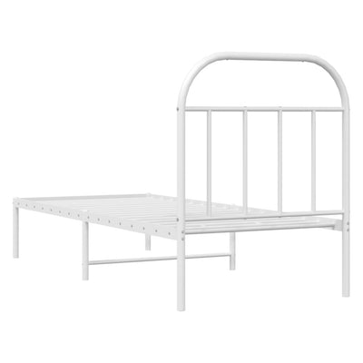 Metallisängynrunko ilman patjaa päätylevy valkoinen 75x190 cm