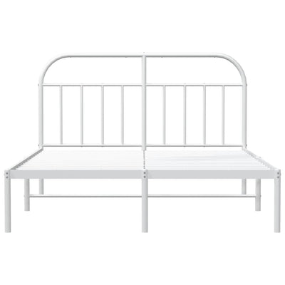 Valkoinen metallinen sängynrunko päädyllä Nedealca 140x200cm
