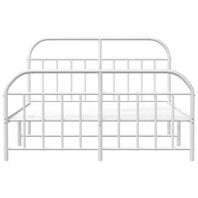 Valkoinen metallinen sängynrunko päädyillä Nedealca 183x213cm