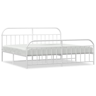 Valkoinen metallinen sängynrunko päädyillä Nedealca 200x200cm