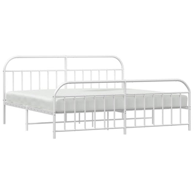 Valkoinen metallinen sängynrunko päädyillä Nedealca 200x200cm